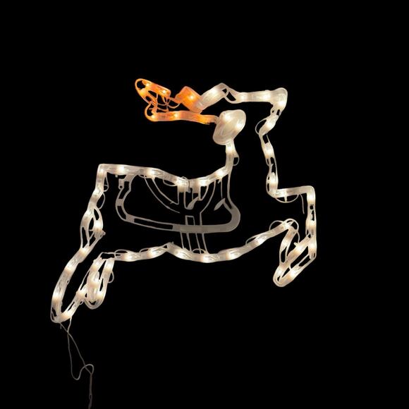 Christmas Reindeer Lighted Silhouette 20" Double Sided In Original Box Vintage - Picture 1 of 9